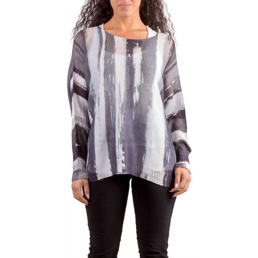NEW GIGI MODA brushstroke print emy batwing sweater in black